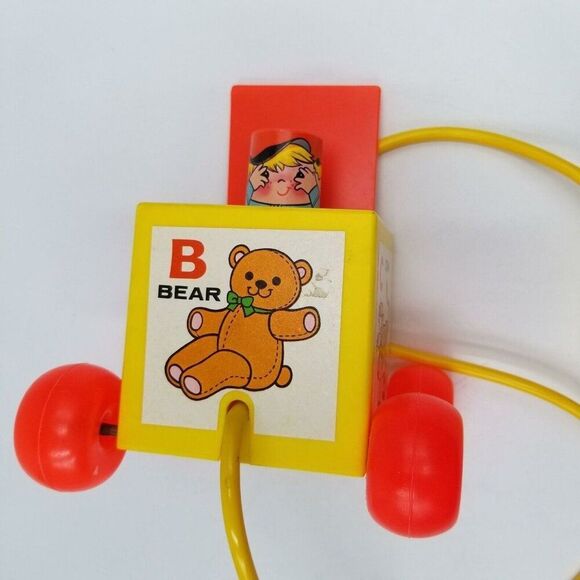 Vintage Fisher Price Peek-a-Boo Block in box 1970-1979 FP Pull Toy - Picture 6 of 7